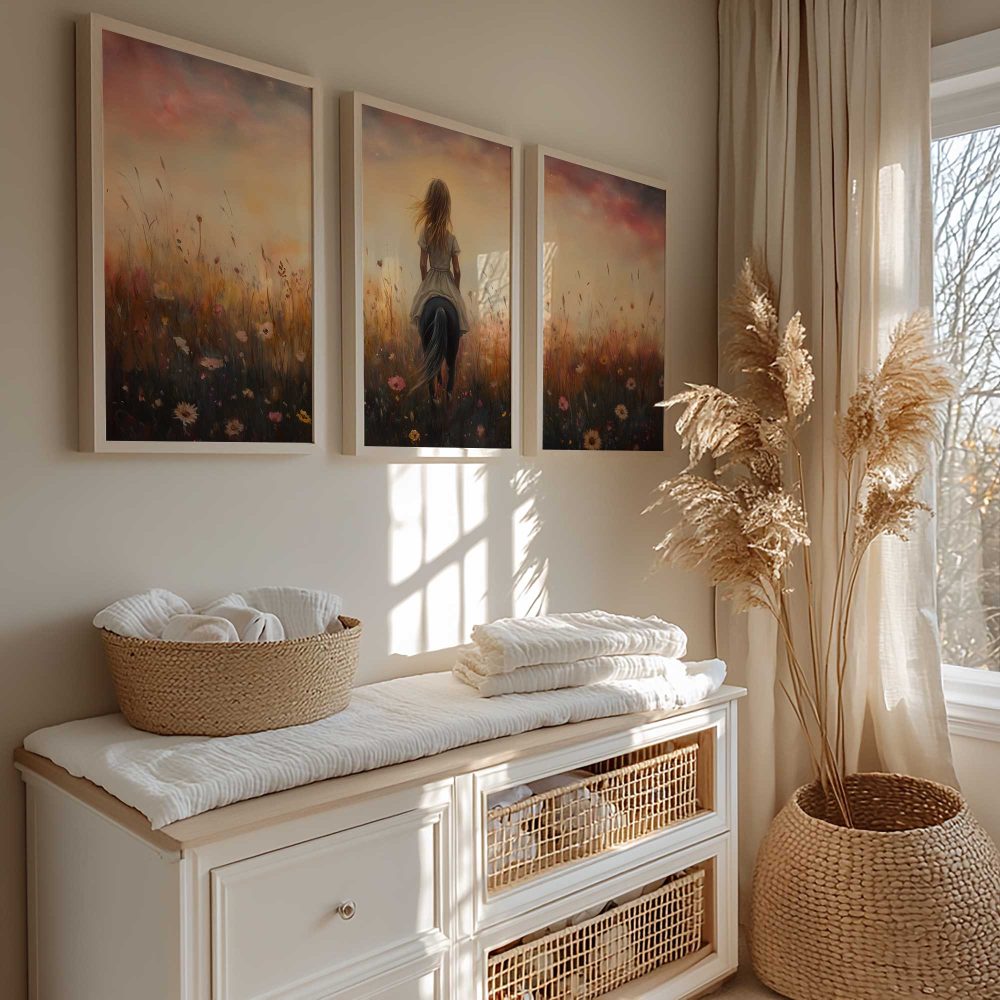 Alternative view of Blije Dame te Paard in Bloeiend Bloemenveld