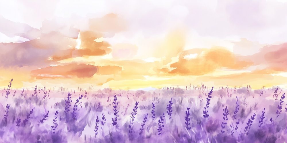 Rustige Lavendel Waterverfschilderij behang