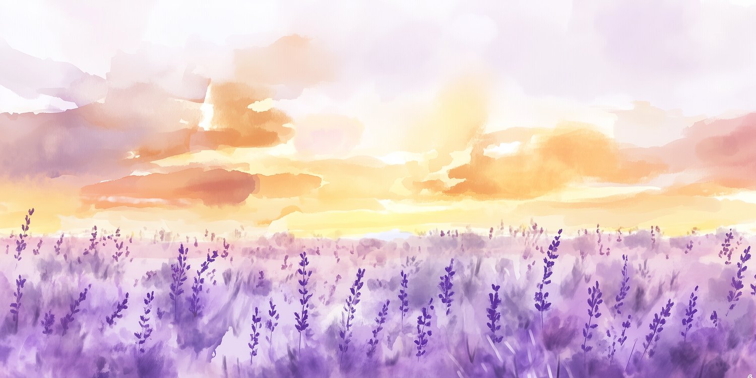 Rustige Lavendel Waterverfschilderij behang