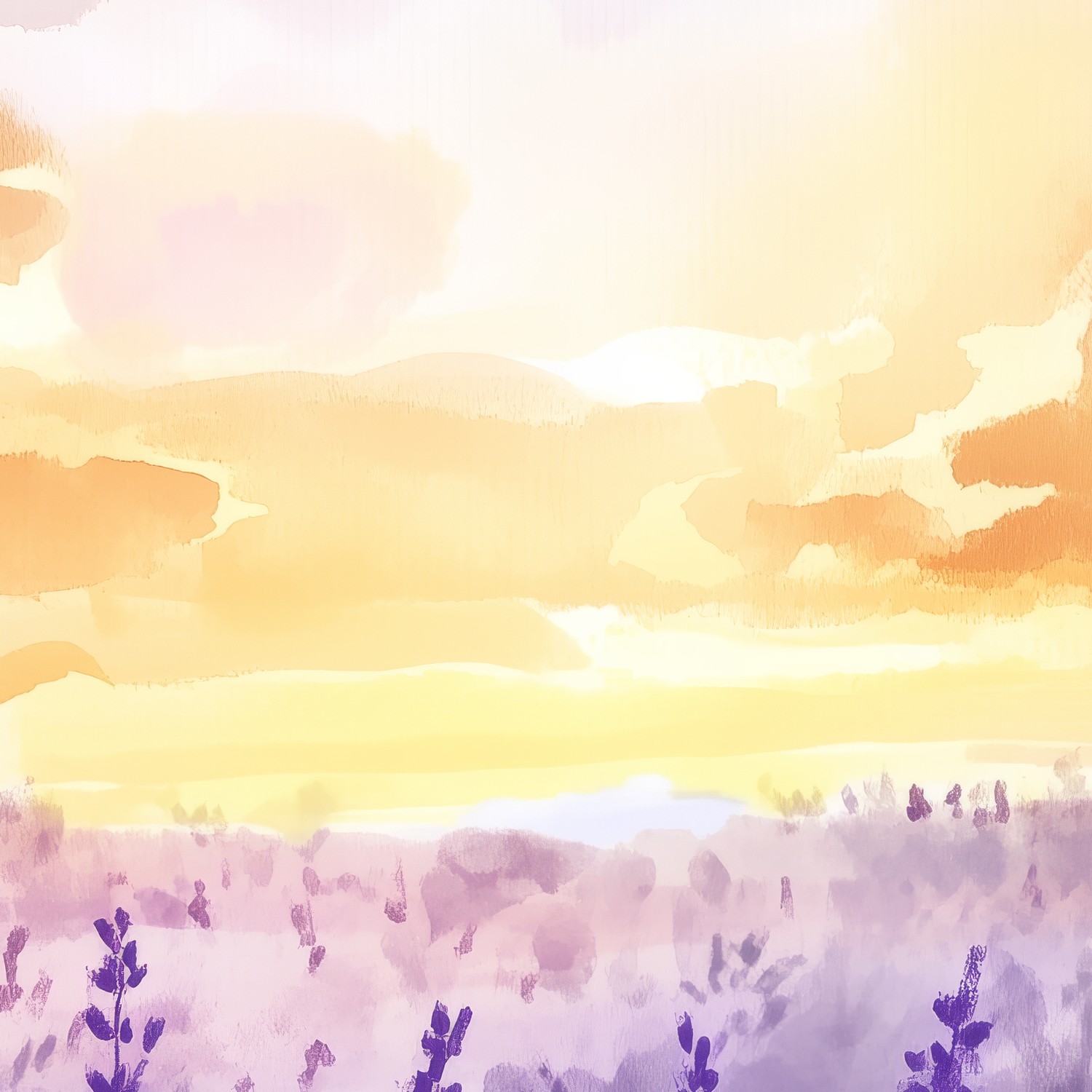 Rustige Lavendel Waterverfschilderij behang - Afbeelding 5