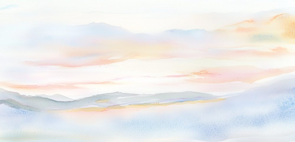 Rustige bergwaterverfschilderij behang