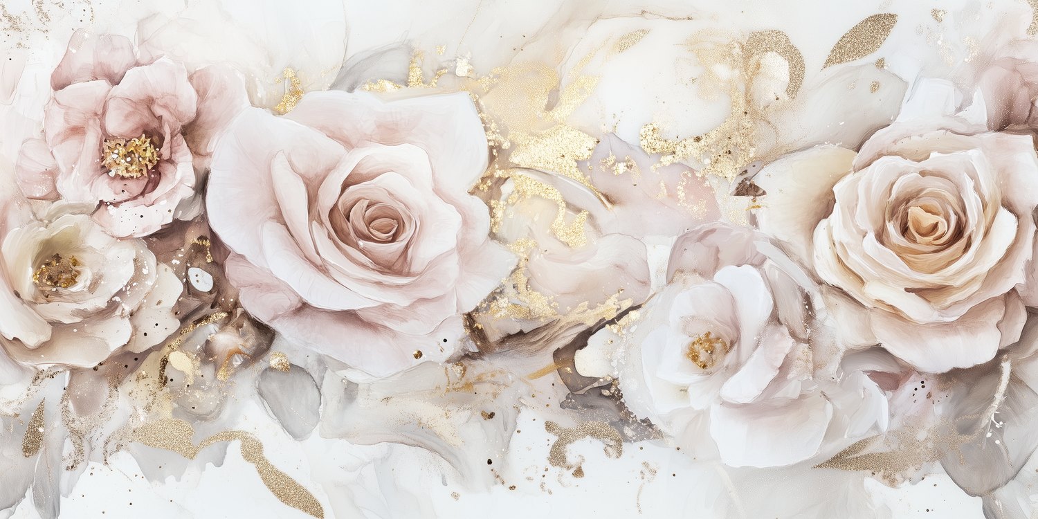 Gouden Rozen Elegant Arrangement behang