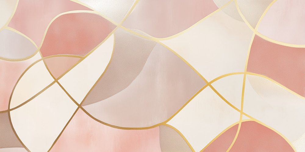Roze Gouden Abstracte Kunst behang