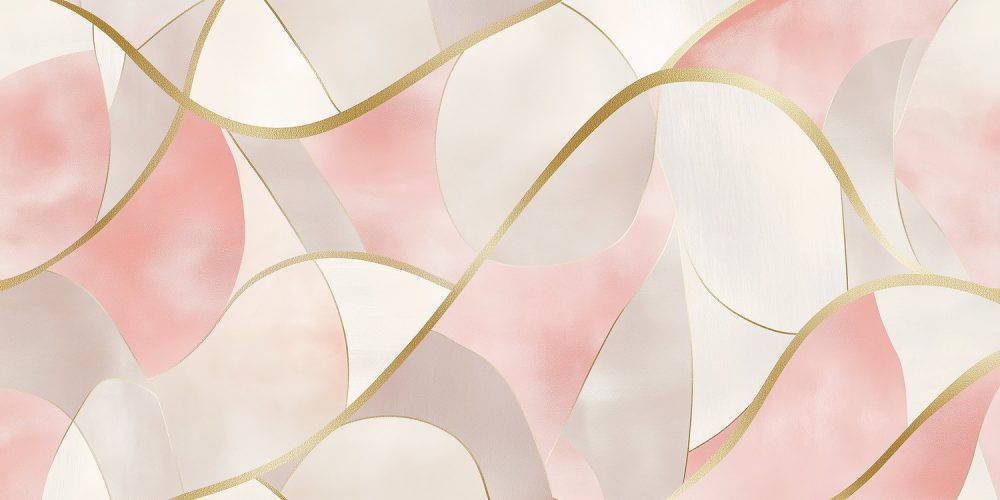 Roze Gouden Abstracte Kunst behang