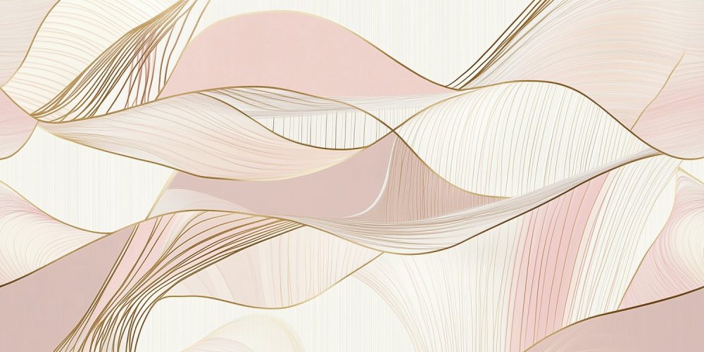 Pastel Roze Gouden Lijnen behang
