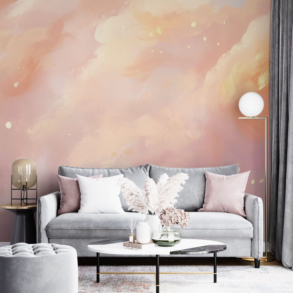 Alternative view of Dromerig Pastel Luchtschilderij behang