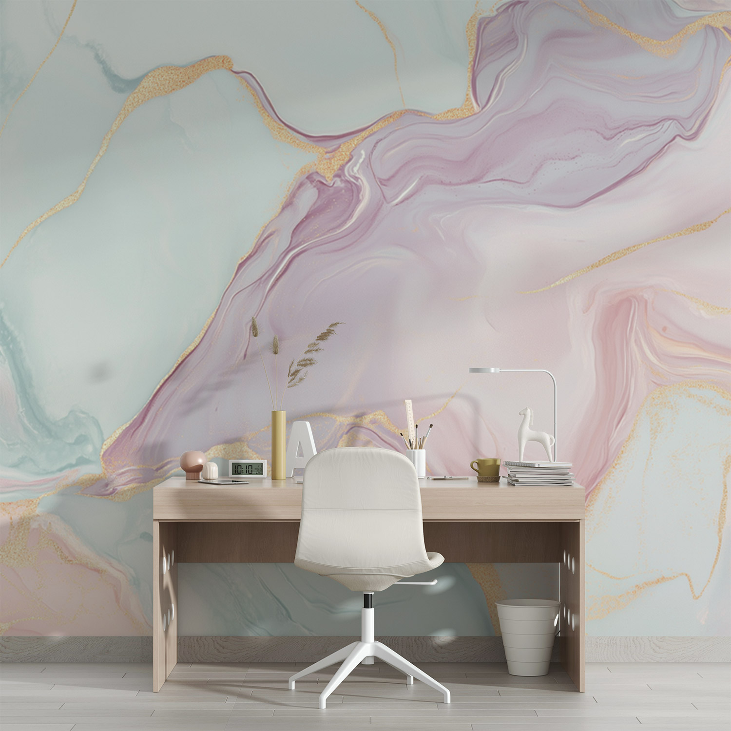 Zachte marmeren kleurenwerveling behang - Afbeelding 3