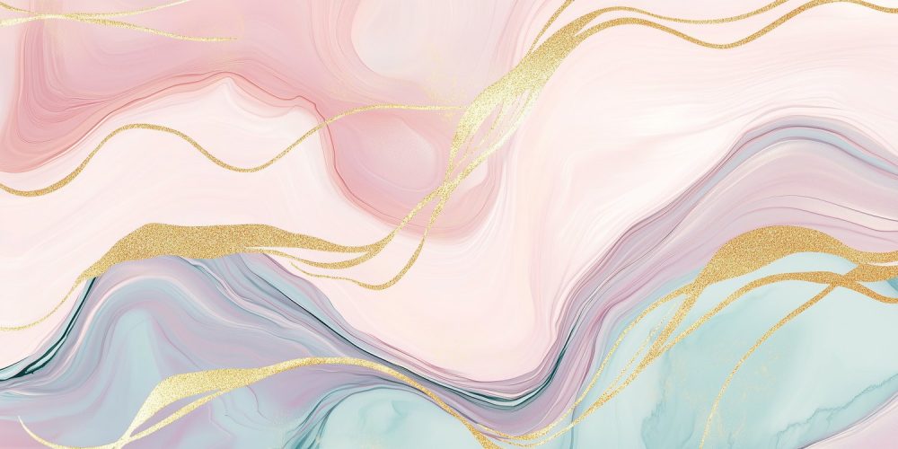 Roze en blauwe marmeren  behang