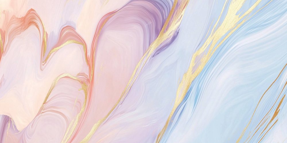 Marmerachtige Roze Blauwe Abstractie behang