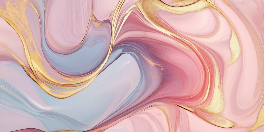 Roze Gouden Abstracte Werveling behang