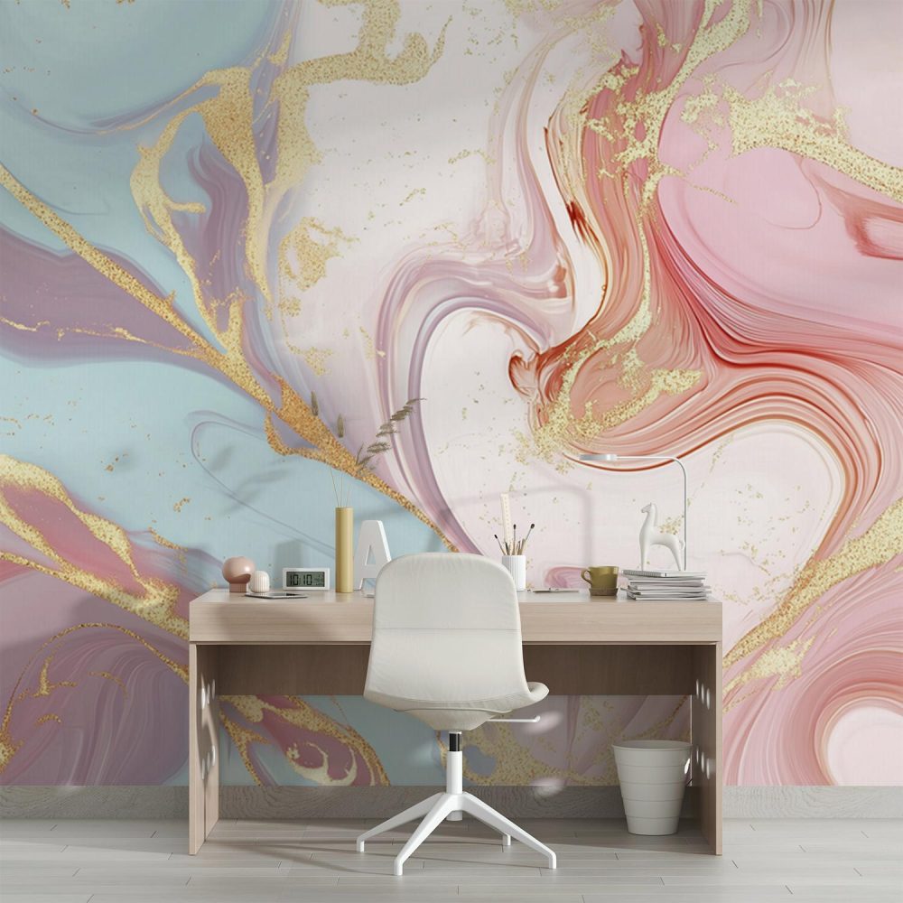 Alternative view of Abstracte Marmeren Kleurenwerveling behang