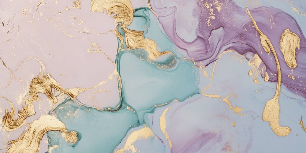 Marmeren Goud-Blauwe Abstracte Kunst behang