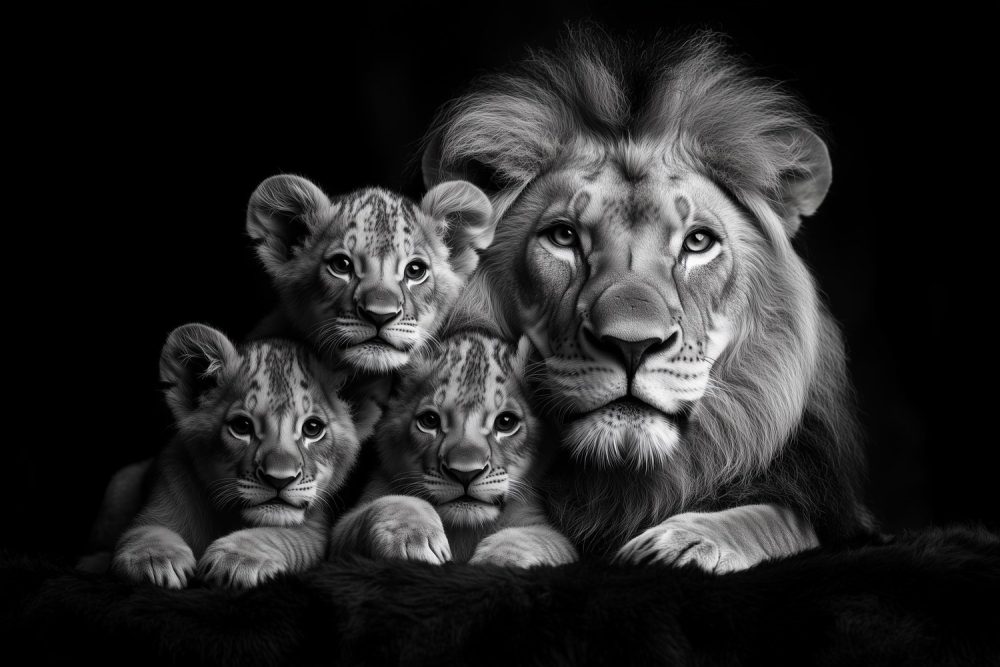 Majestueuze leeuw met welpen behang