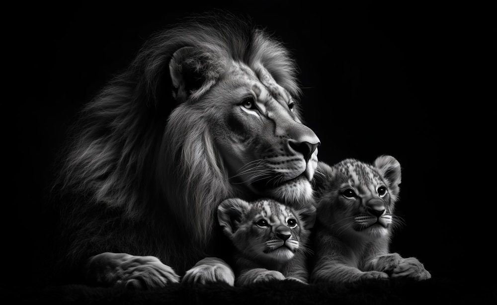 Majestueuze leeuw met welpen behang
