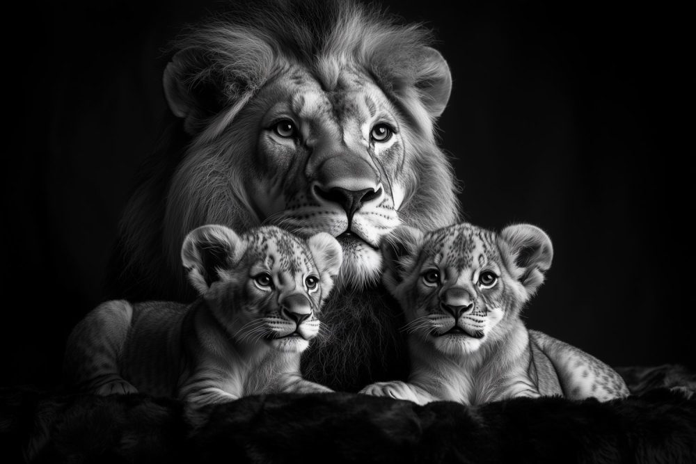 Majestueuze leeuw met welpen behang