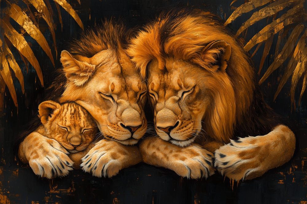 Rustende Leeuwen Duo behang