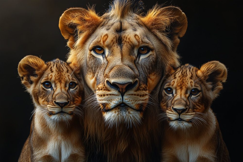 Majestueuze leeuw met welpen behang