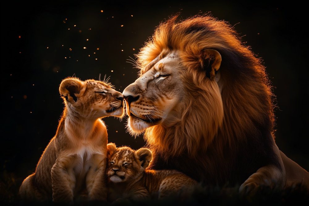 Koninklijke leeuwenfamilie behang