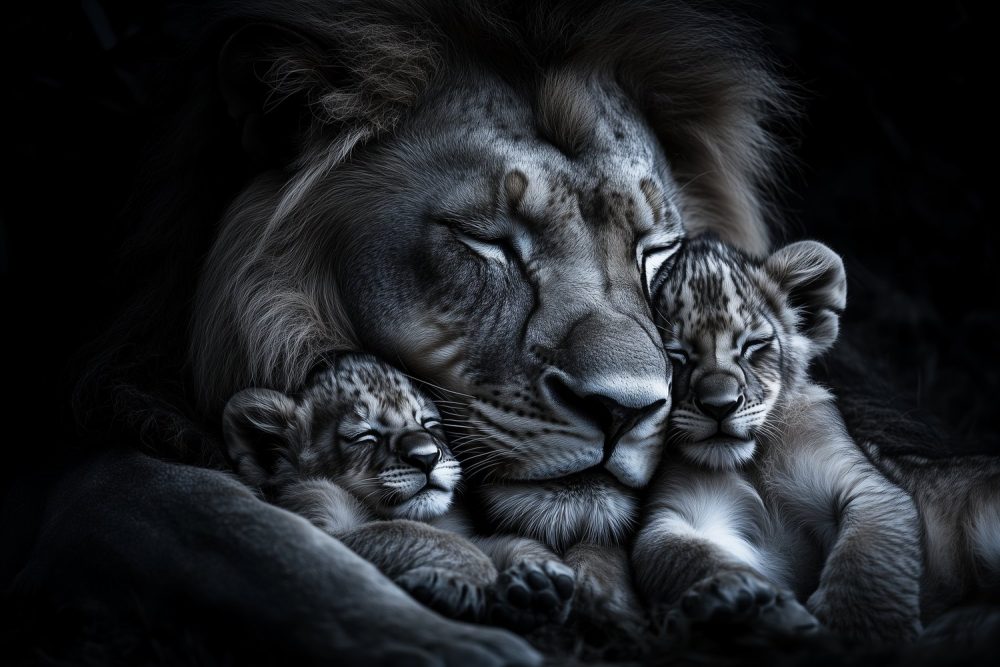Lionenfamilie Teder Moment behang