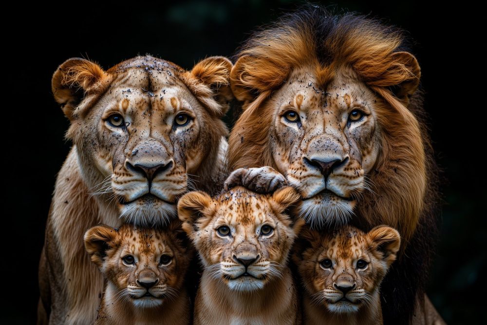 Lion Family in Nature behang