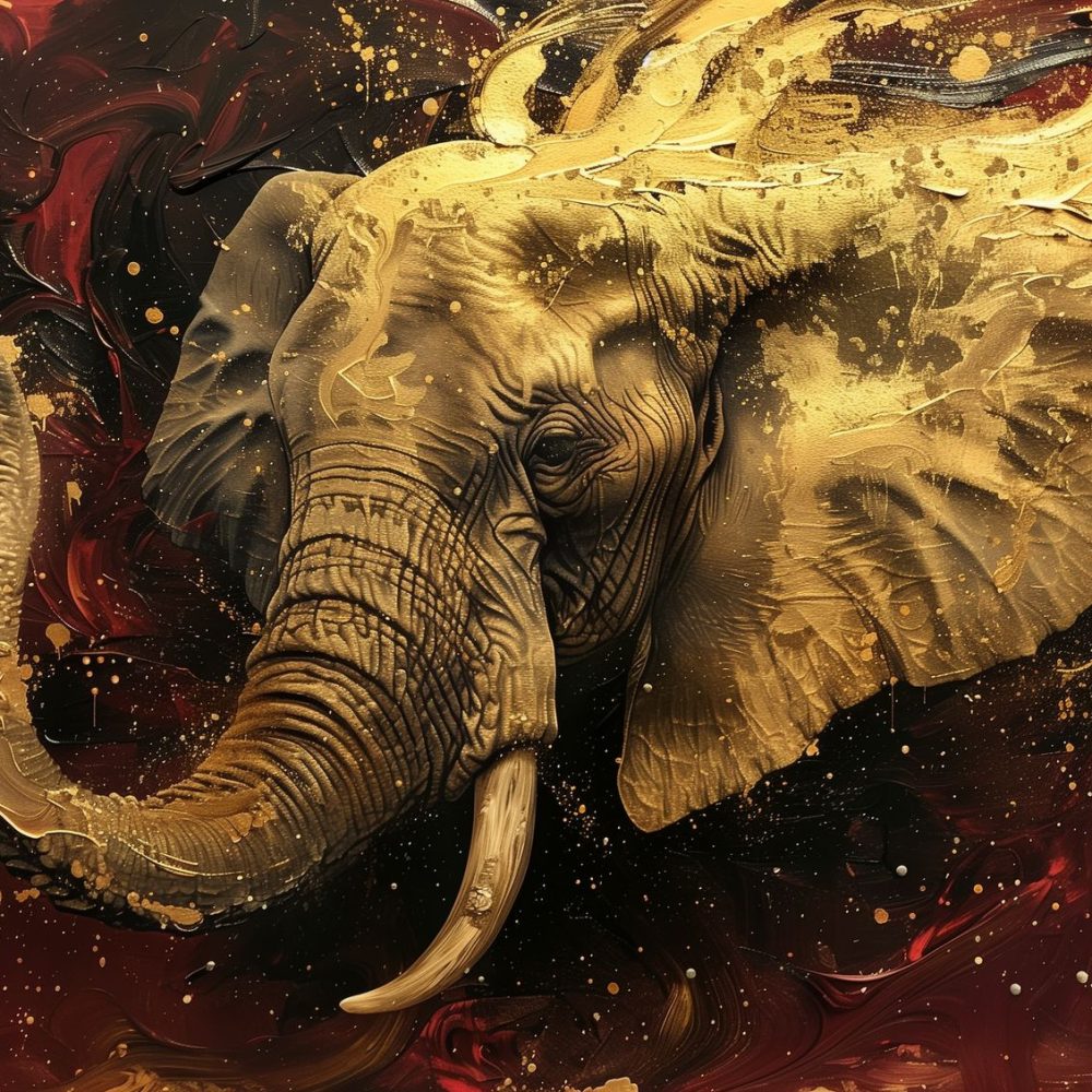 Gouden Olifanten Sculptuur behang