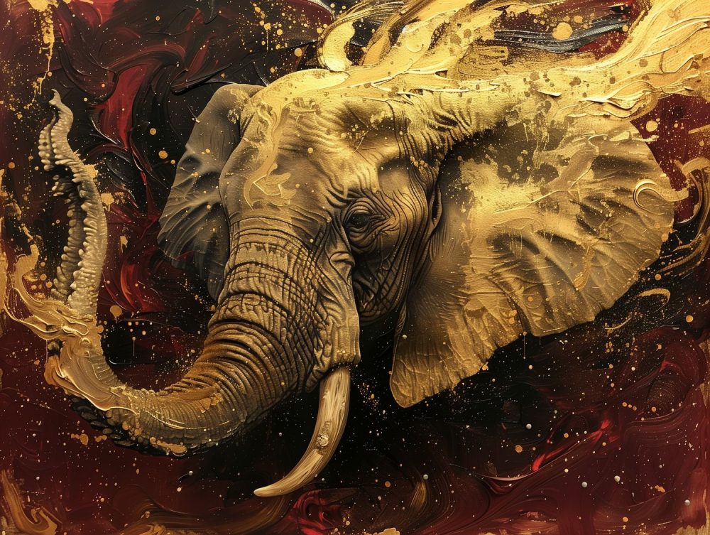 Gouden Olifanten Sculptuur behang