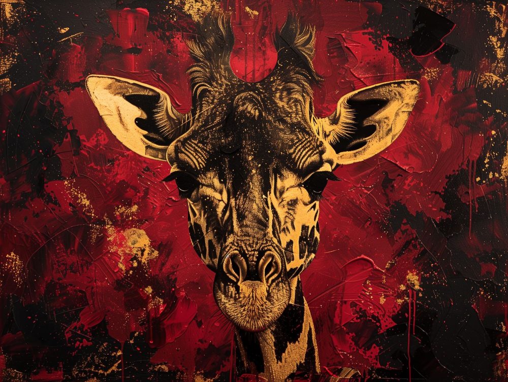 Dramatische giraffe portret behang