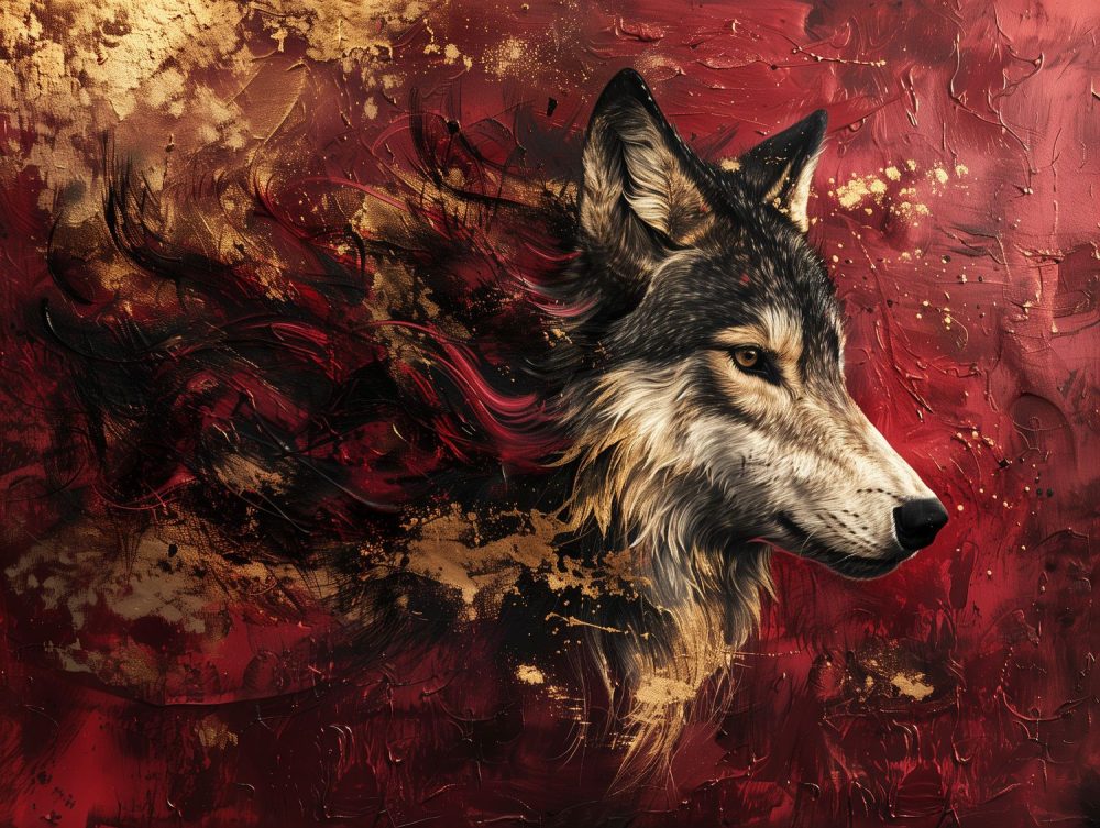 Krachtige Wolf Digitale Kunst behang