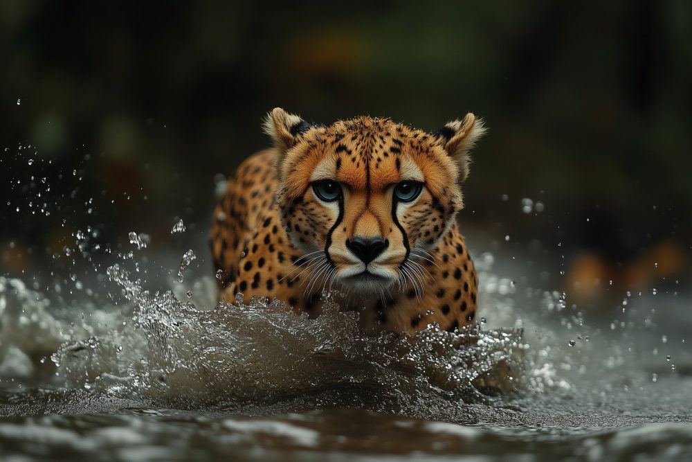 Blauwogige Jachtluipaard Sprint behang