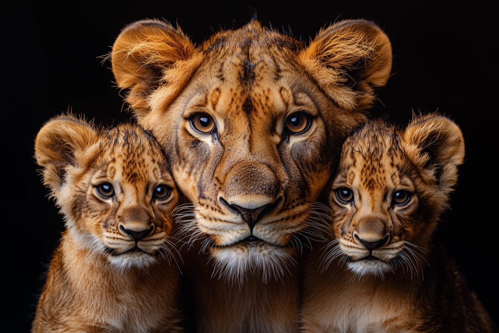 Lioninmoeder met welpen behang