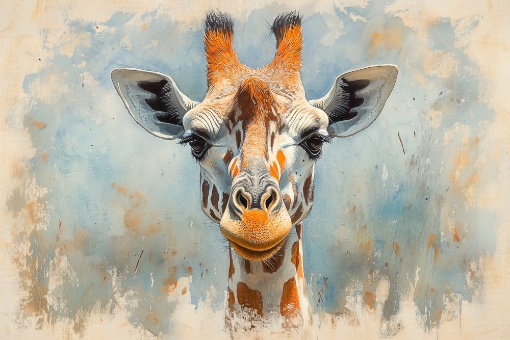 Vriendelijke giraf close-up behang