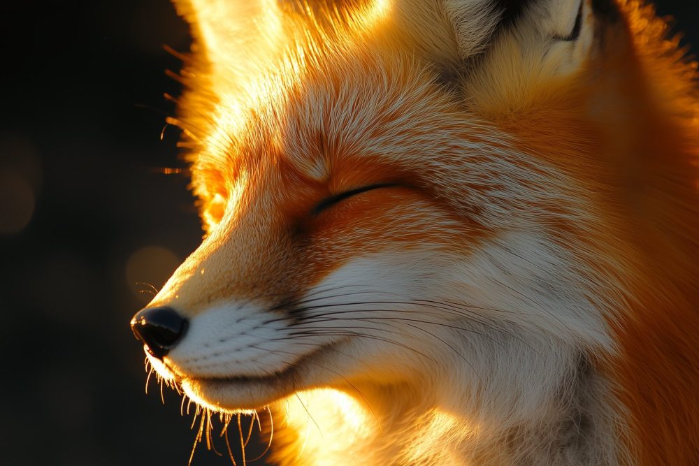 Rustige vos in zonlicht behang