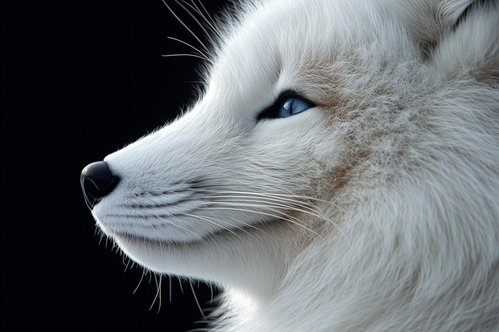 Witte vos met blauwe ogen behang