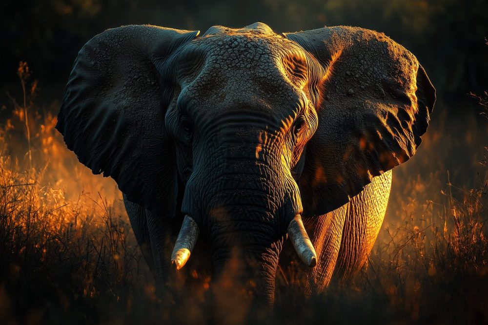 Majestueuze Zonsondergang Olifant behang