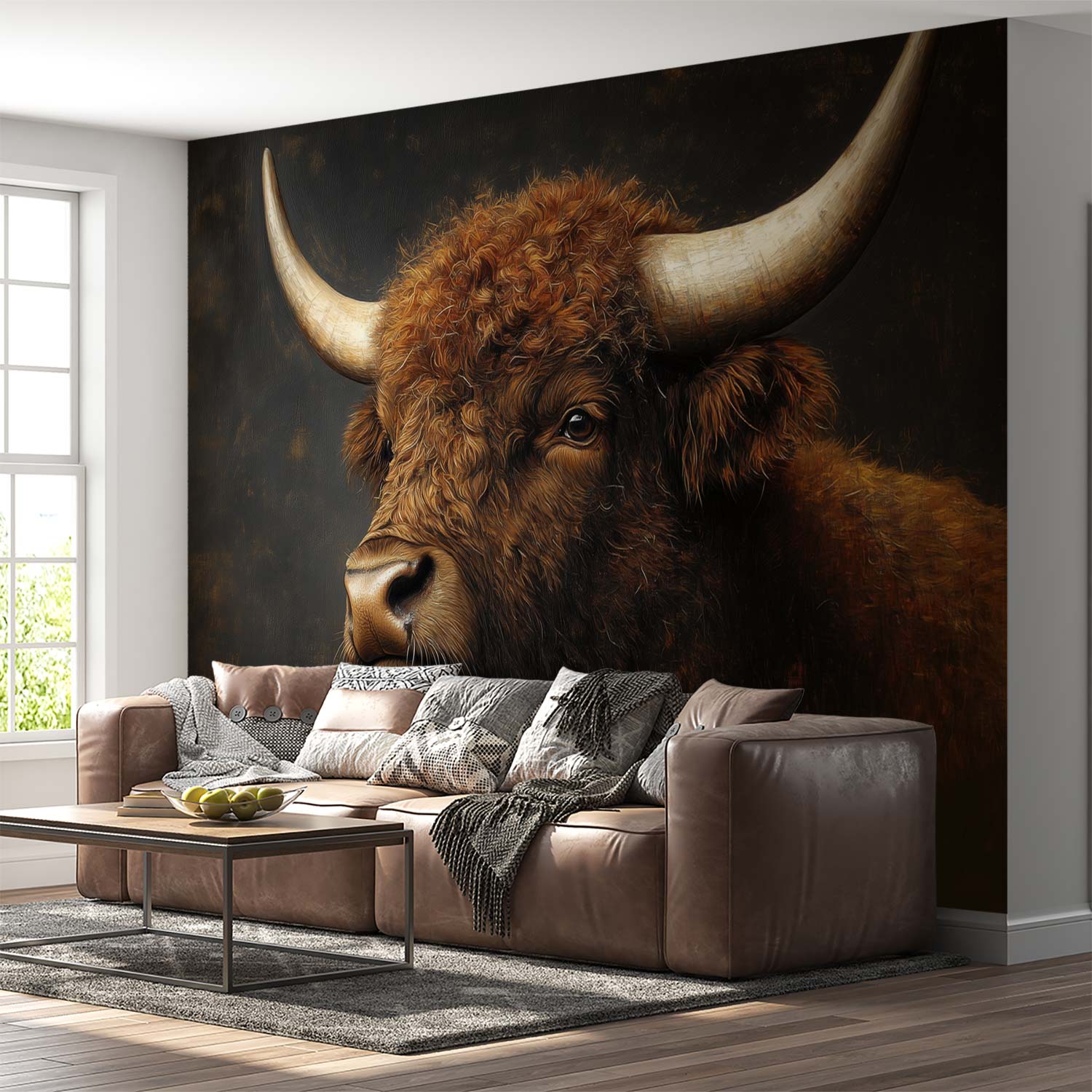 Mysterieuze Bruine Stierenkop behang - Afbeelding 3
