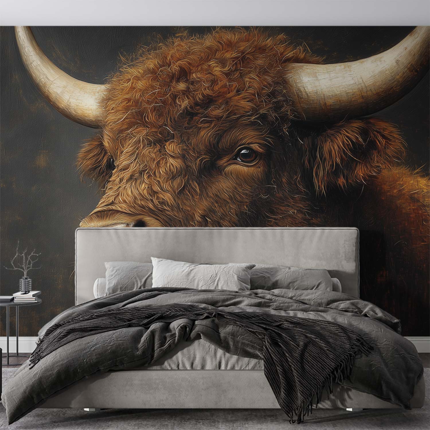 Mysterieuze Bruine Stierenkop behang - Afbeelding 4