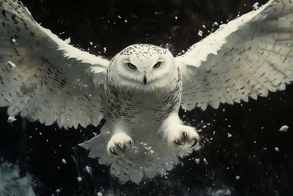 Witte Uil in Vlucht behang