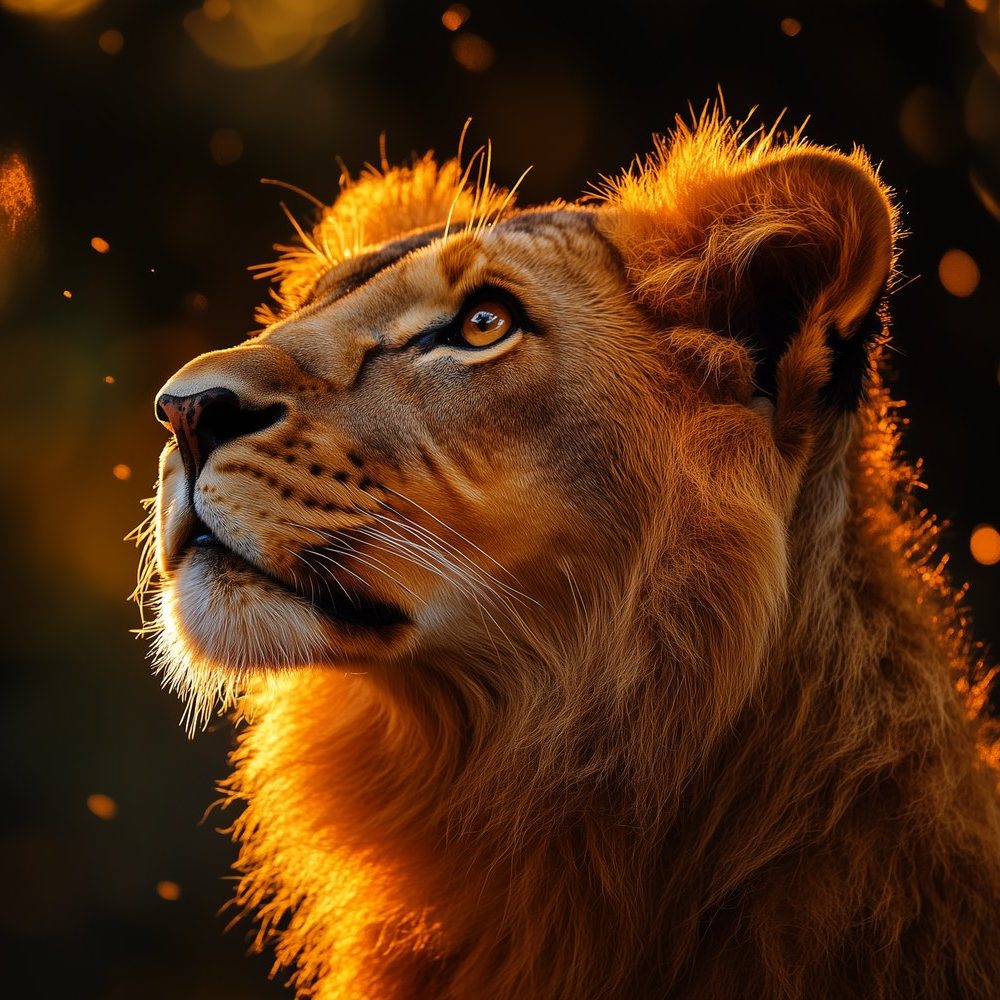 Gouden leeuwportret behang