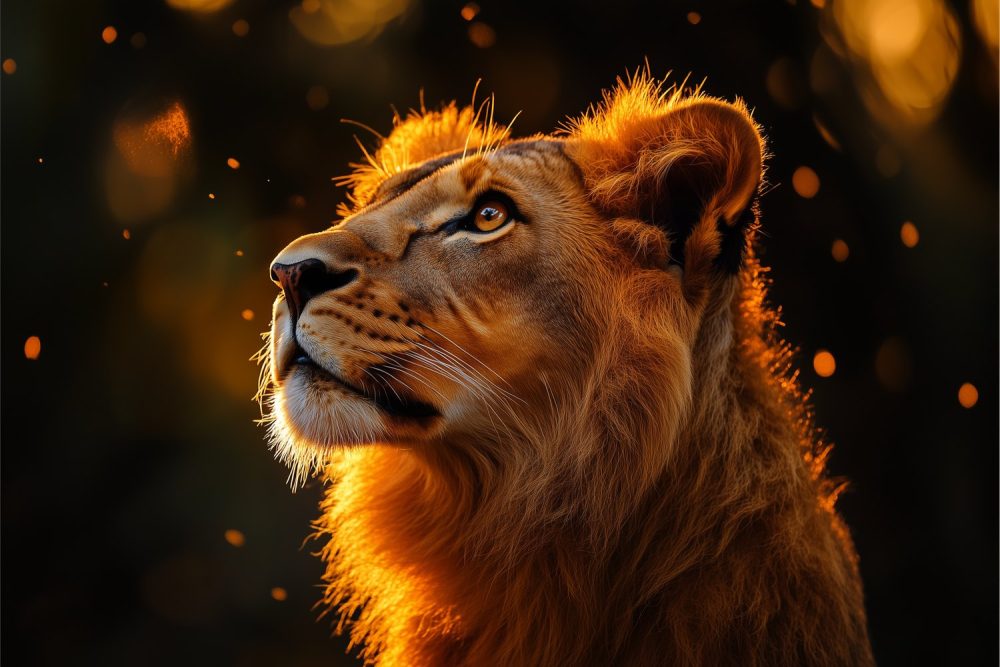 Gouden leeuwportret behang