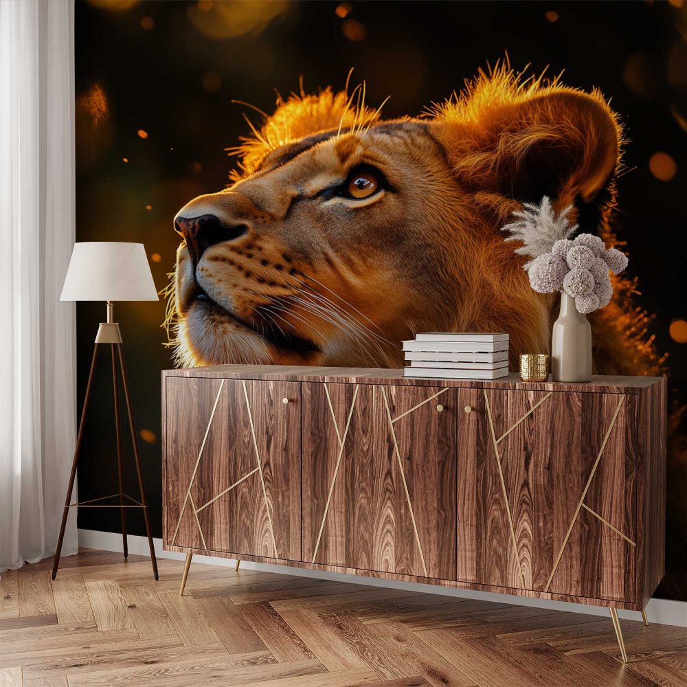 Alternative view of Gouden leeuwportret behang