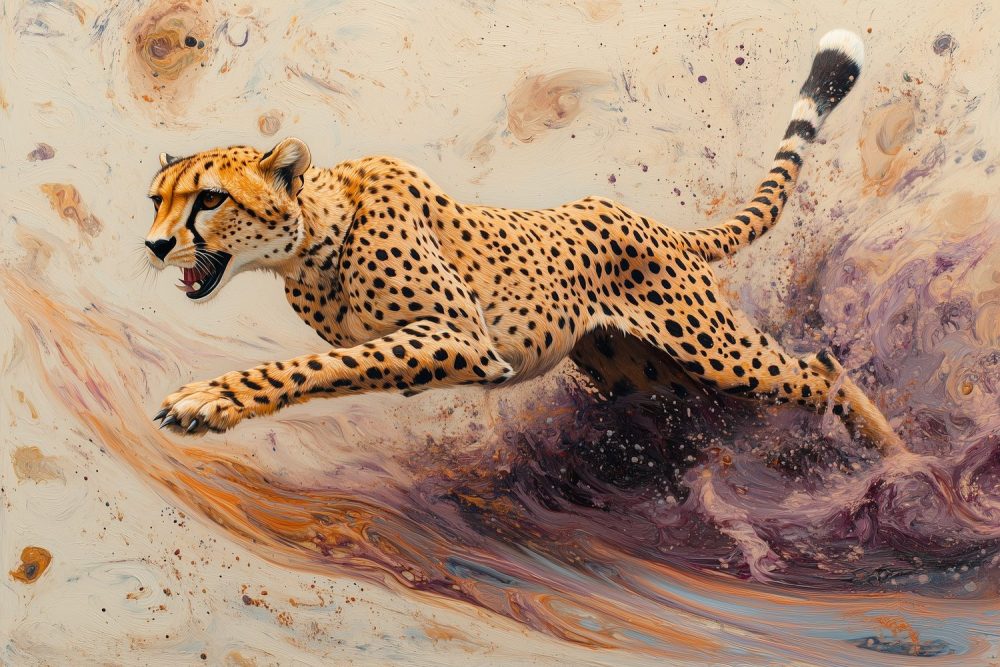 Snel rennende cheetah behang