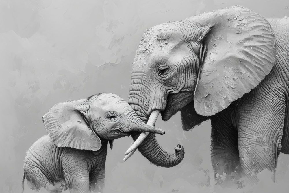 Verstrengelde Olifantenliefde behang
