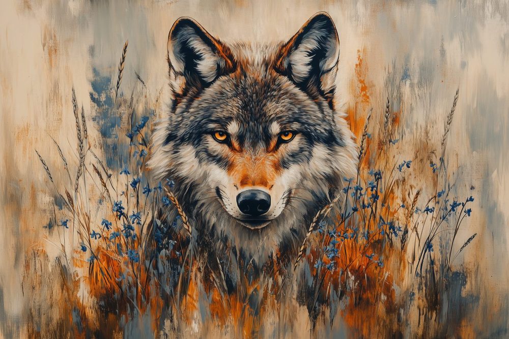 Rustige wolf in natuur behang