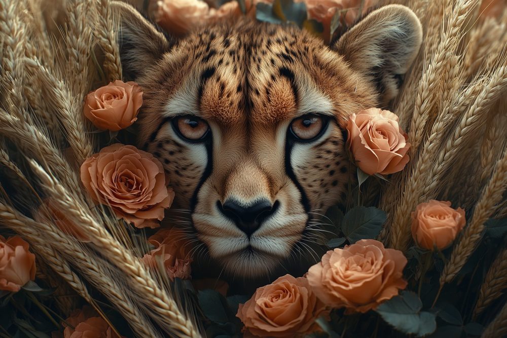 Cheetah in Gouden Tarweveld behang