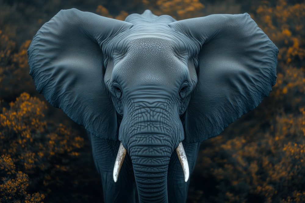 Majestueuze Olifant in Bloemenveld behang