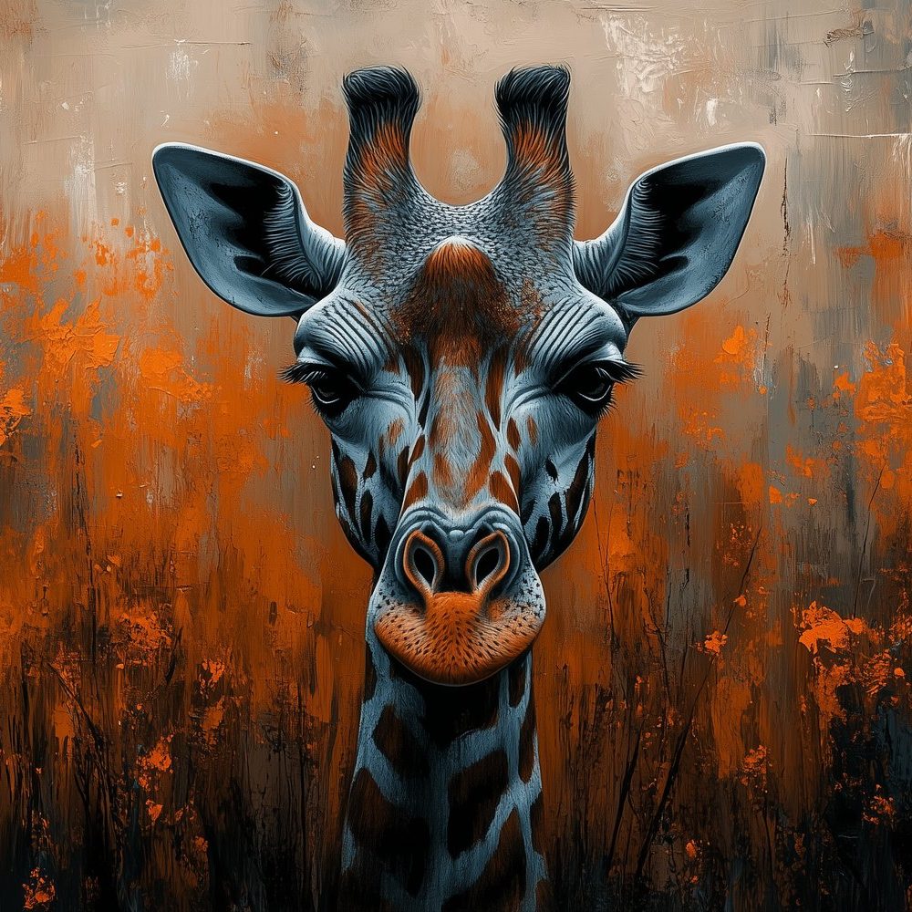 Artistieke giraffe portret behang