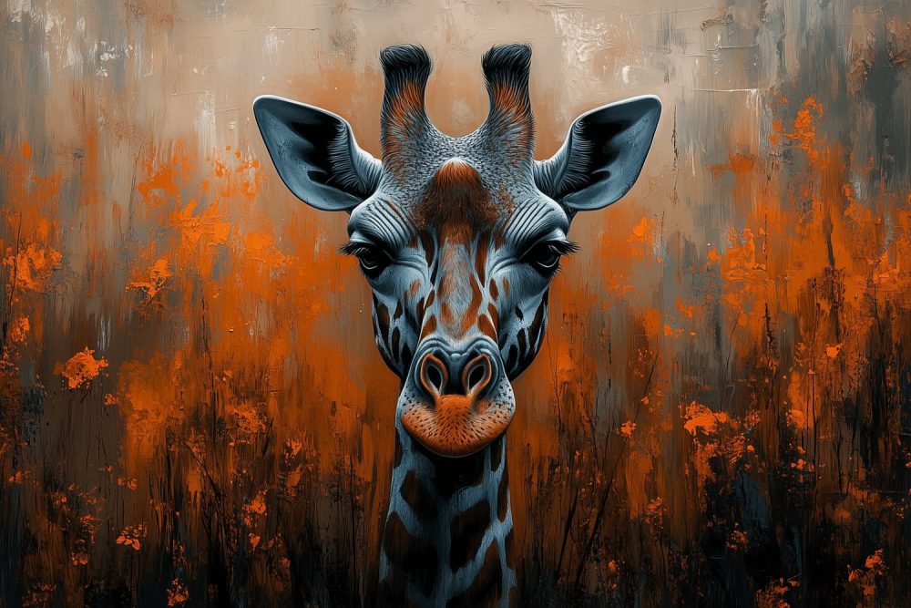 Artistieke giraffe portret behang