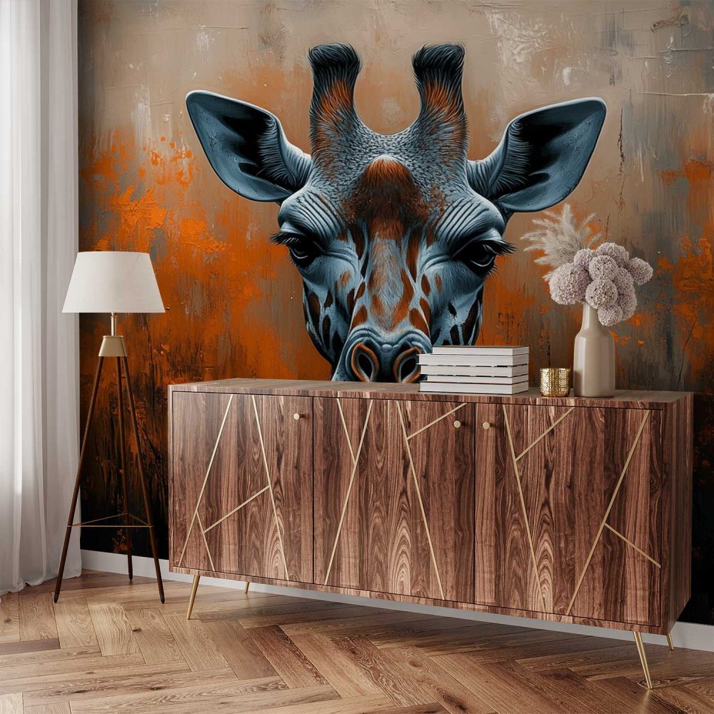 Alternative view of Artistieke giraffe portret behang