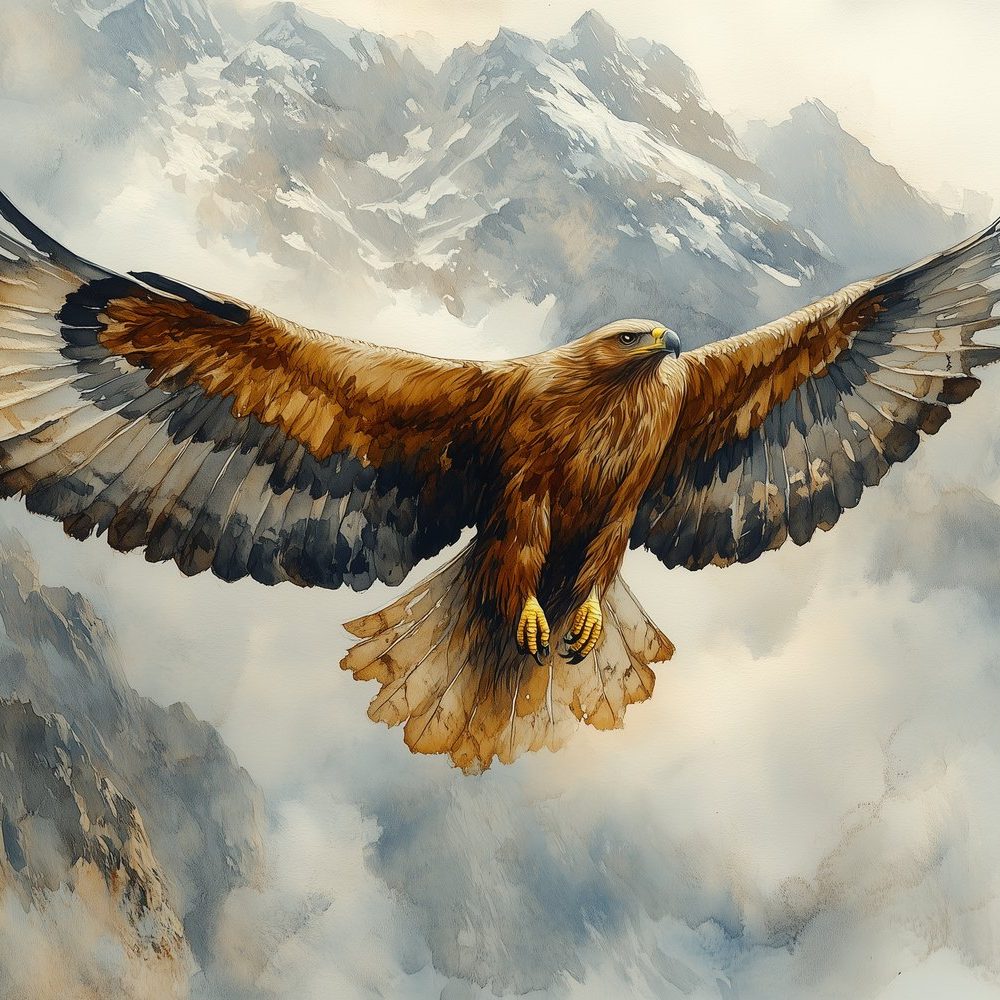 Machtige arend in vlucht behang