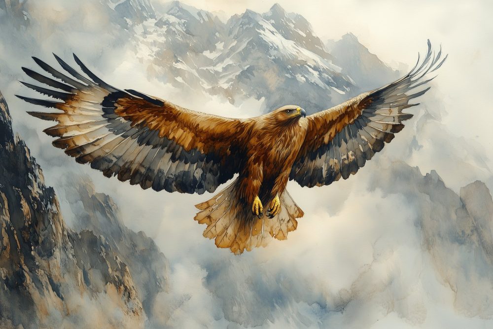 Machtige arend in vlucht behang